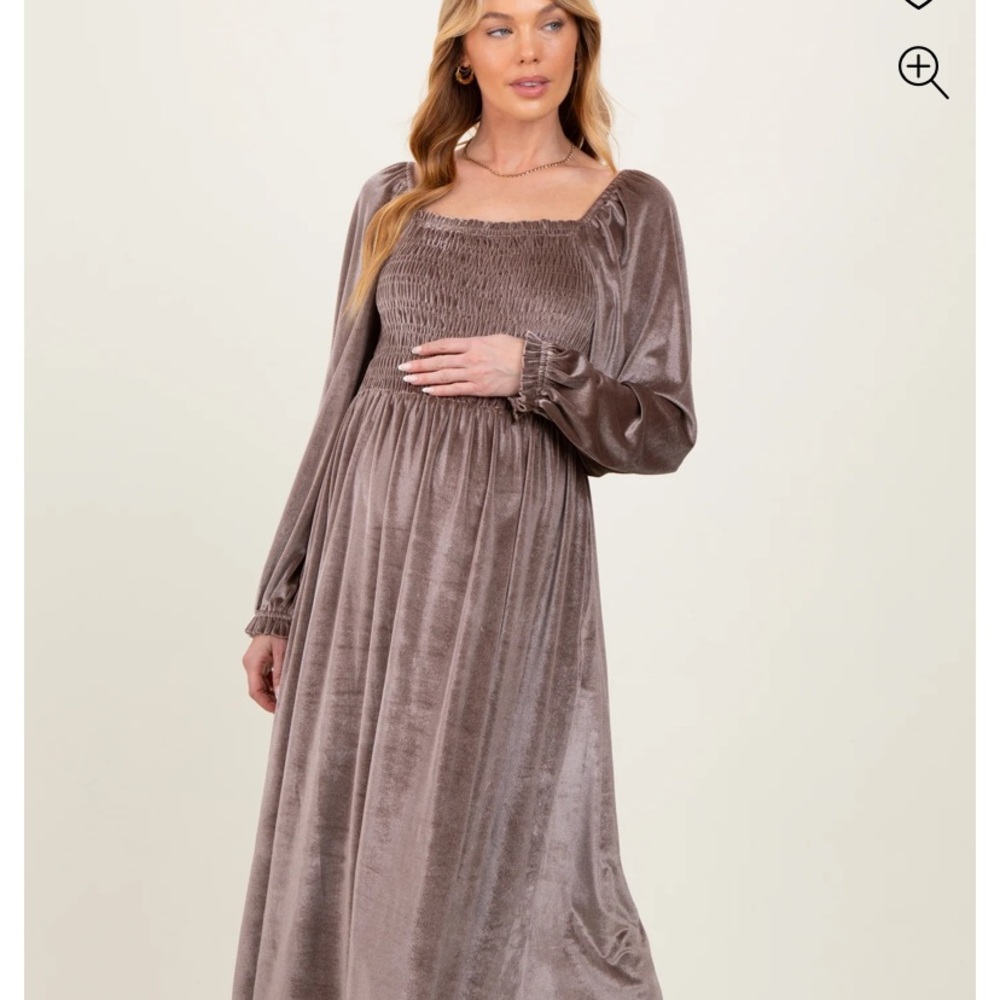 Pinkblush Velvet Maxi Dress in Taupe